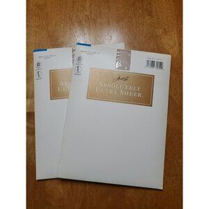 Hanes Ultra Sheer Pantyhose Control Top Sandalfoot Sz:F 5'1"-5'7" Stone Lot of 2